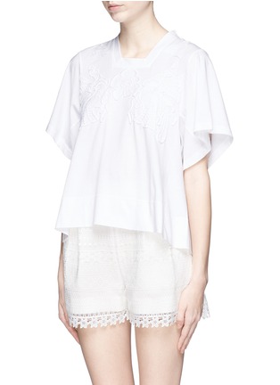 Front View - Click To Enlarge - CHLOÉ - Bird and flower guipure lace T-shirt