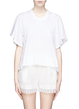 Main View - Click To Enlarge - CHLOÉ - Bird and flower guipure lace T-shirt