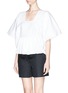 Front View - Click To Enlarge - CHLOÉ - Cap sleeve ruffle hem jersey top
