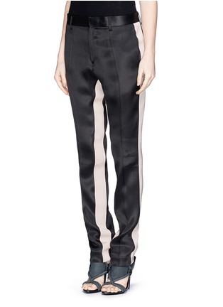 Front View - Click To Enlarge - HAIDER ACKERMANN - Grosgrain trim satin twill pants