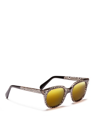 Figure View - Click To Enlarge - SHERIFF & CHERRY - 'G11' leopard print crystal polished acetate sunglasses