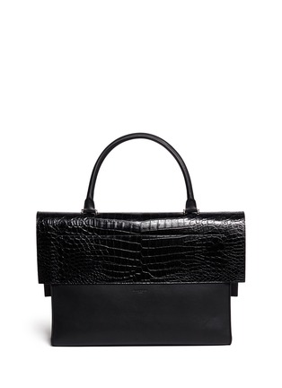 Back View - Click To Enlarge - GIVENCHY - 'Shark' large croc-effect leather flap bag
