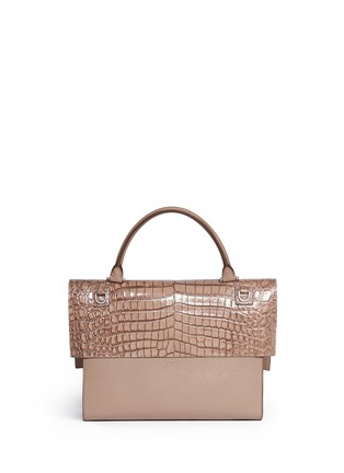 Back View - Click To Enlarge - GIVENCHY - 'Shark' medium embossed leather flap bag