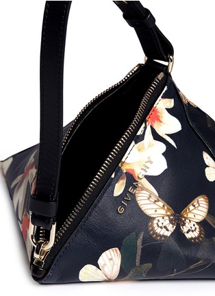 Detail View - Click To Enlarge - GIVENCHY - 'Triangle' small magnolia moth print leather wristlet bag