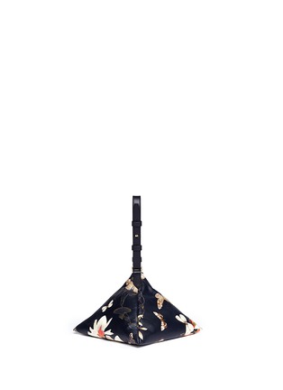 Back View - Click To Enlarge - GIVENCHY - 'Triangle' small magnolia moth print leather wristlet bag