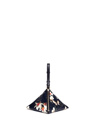 Main View - Click To Enlarge - GIVENCHY - 'Triangle' small magnolia moth print leather wristlet bag