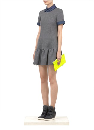 Figure View - Click To Enlarge - MARKUS LUPFER - Dahlia denim-trim jewel stone dress