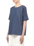Front View - Click To Enlarge - MARKUS LUPFER - Dahlia jewel-stone sleeve denim top