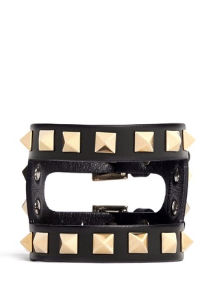 Main View - Click To Enlarge - VALENTINO GARAVANI - 'Rockstud' cutout leather bracelet