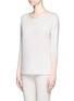 Front View - Click To Enlarge - VINCE - Contrast stripe cuff cotton sweater