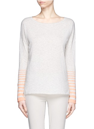 Main View - Click To Enlarge - VINCE - Contrast stripe cuff cotton sweater