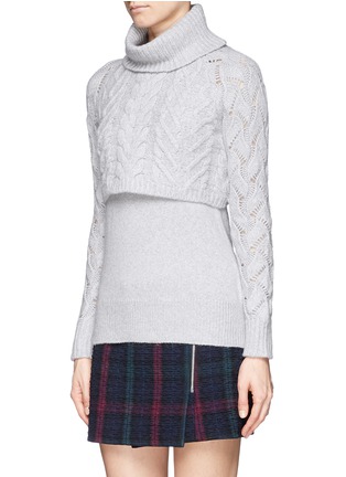 Front View - Click To Enlarge - ELIZABETH AND JAMES - Cable knit overlay turtleneck sweater