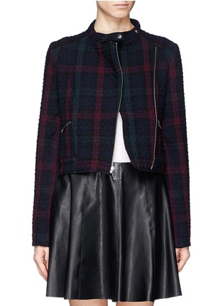 Main View - Click To Enlarge - ELIZABETH AND JAMES - 'Patti' texture check plaid crop jacket