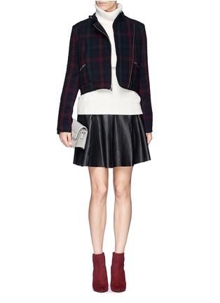 Figure View - Click To Enlarge - ELIZABETH AND JAMES - 'Patti' texture check plaid crop jacket