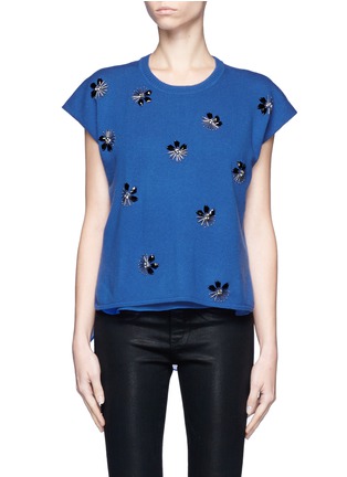 Main View - Click To Enlarge - MO&CO. EDITION 10 - Embroidered knitted top 
