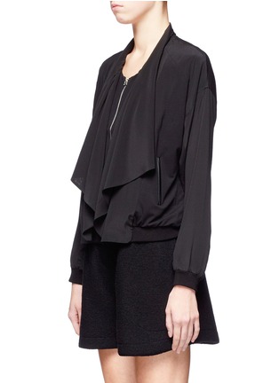 Front View - Click To Enlarge - MO&CO. EDITION 10 - Draped collar zip-up jacket