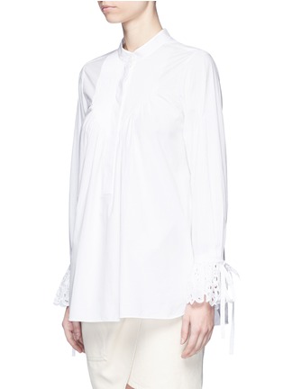 Front View - Click To Enlarge - CHLOÉ - Pineapple broderie anglaise cuff poplin shirt