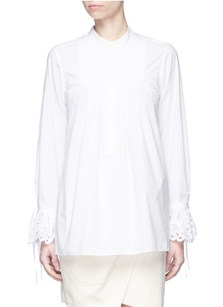 Main View - Click To Enlarge - CHLOÉ - Pineapple broderie anglaise cuff poplin shirt