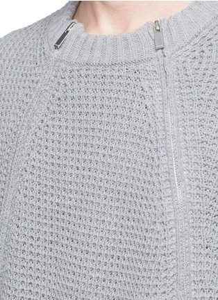 Detail View - Click To Enlarge - SACAI - Double zip front waffle sweater