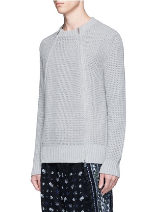 Front View - Click To Enlarge - SACAI - Double zip front waffle sweater
