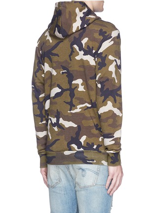 Back View - Click To Enlarge - PALM ANGELS - Camouflage print maxi puller zip hoodie