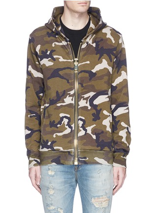 Main View - Click To Enlarge - PALM ANGELS - Camouflage print maxi puller zip hoodie
