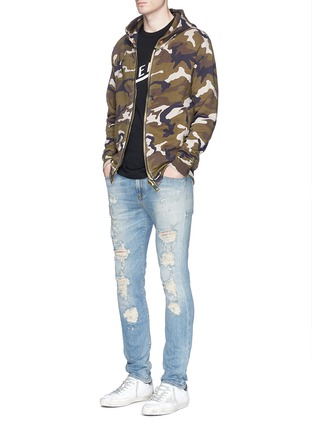 Figure View - Click To Enlarge - PALM ANGELS - Camouflage print maxi puller zip hoodie