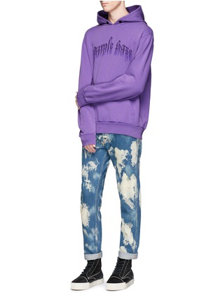 Figure View - Click To Enlarge - PALM ANGELS - 'Purple Haze' embossed print hoodie