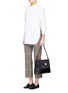 Figure View - Click To Enlarge - HILLIER BARTLEY - Faux pearl pin leather saddle bag