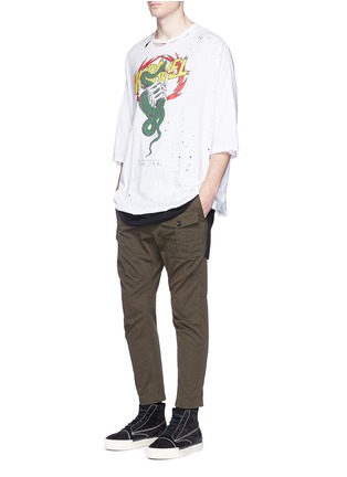 Figure View - Click To Enlarge - BEN TAVERNITI UNRAVEL PROJECT  - Oversized snake print distressed T-shirt