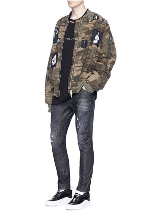 Figure View - Click To Enlarge - BEN TAVERNITI UNRAVEL PROJECT  - Skull appliqué camouflage padded bomber jacket