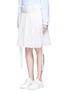 Front View - Click To Enlarge - SACAI - Paperbag waist pleat poplin long shorts