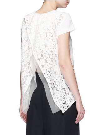 Back View - Click To Enlarge - SACAI - Split lace linen T-shirt