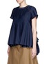Front View - Click To Enlarge - SACAI - Ruffle back accordion pleat T-shirt