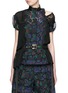 Main View - Click To Enlarge - SACAI - Botanical print embroidery lace pleat insert top