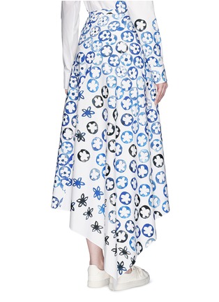Back View - Click To Enlarge - PORTS 1961 - Floral print drape poplin skirt