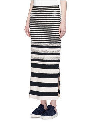 Front View - Click To Enlarge - PORTS 1961 - Variegated stripe silk blend knit maxi skirt