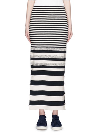 Main View - Click To Enlarge - PORTS 1961 - Variegated stripe silk blend knit maxi skirt