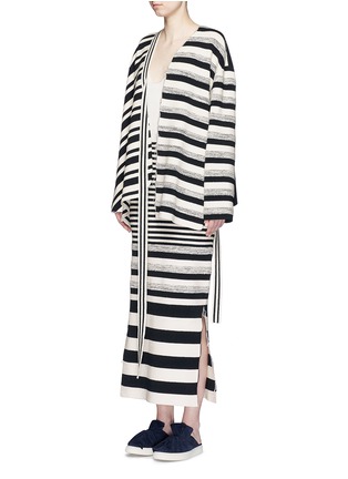 Figure View - Click To Enlarge - PORTS 1961 - Variegated stripe silk blend knit maxi skirt