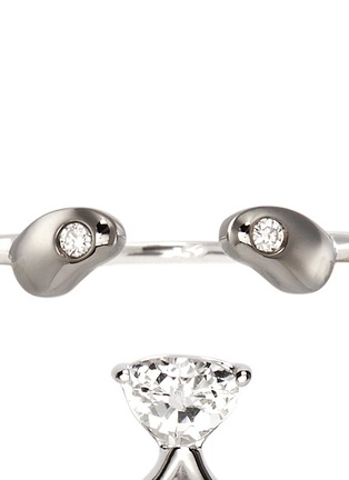 Detail View - Click To Enlarge - RUIFIER - Panda' diamond topaz 9k white gold two ring set