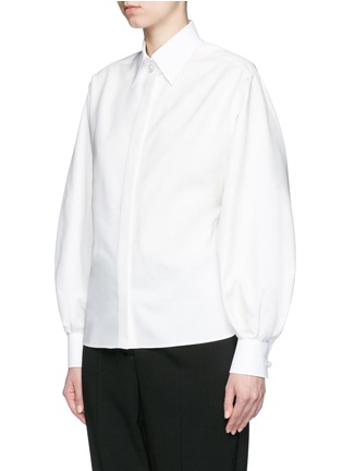 Front View - Click To Enlarge - LANVIN - Crystal pavé button taffeta shirt