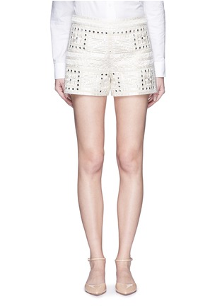 Main View - Click To Enlarge - ALICE & OLIVIA - 'Marisa' embellished Aztec embroidery shorts