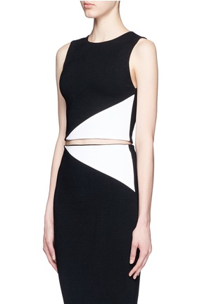 Front View - Click To Enlarge - ALICE & OLIVIA - 'Cathleen' colourblock knit cropped top