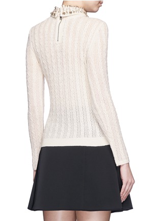 Back View - Click To Enlarge - ALICE & OLIVIA - 'Tamsin' detachable jewelled collar cable knit sweater