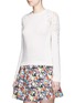 Front View - Click To Enlarge - ALICE & OLIVIA - 'Lidia' lace sleeve sweater