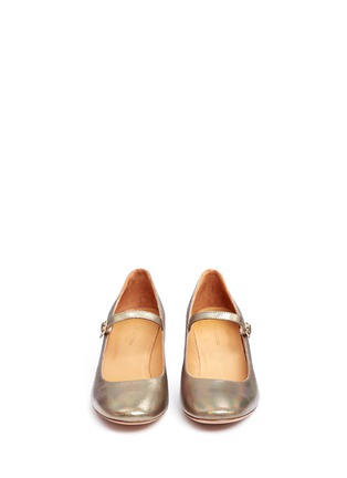 Front View - Click To Enlarge - ISABEL MARANT ÉTOILE - 'Louanne' holographic embossed leather Mary Jane pumps