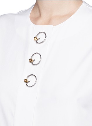 Detail View - Click To Enlarge - BALENCIAGA - Ring detail cotton Oxford shirt