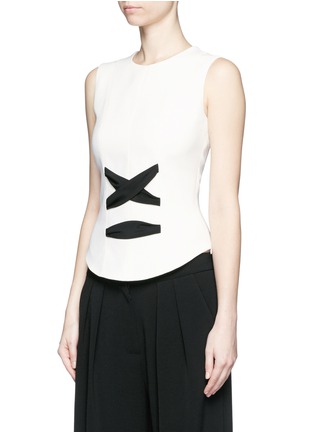Front View - Click To Enlarge - BALENCIAGA - Lace-up front crepe tank top