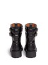 Back View - Click To Enlarge - GIVENCHY - Double buckle strap leather combat boots