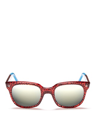 Main View - Click To Enlarge - SHERIFF & CHERRY - 'G11' leopard print crystal polished acetate sunglasses